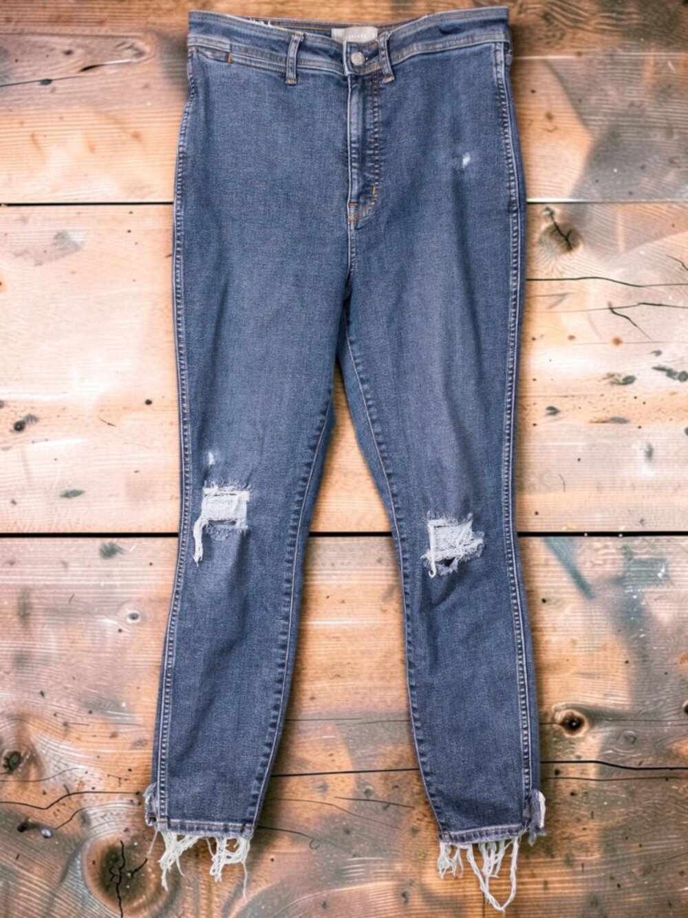 Everlane The Way-High Skinny Jean Mid Blue Distressed Size 31